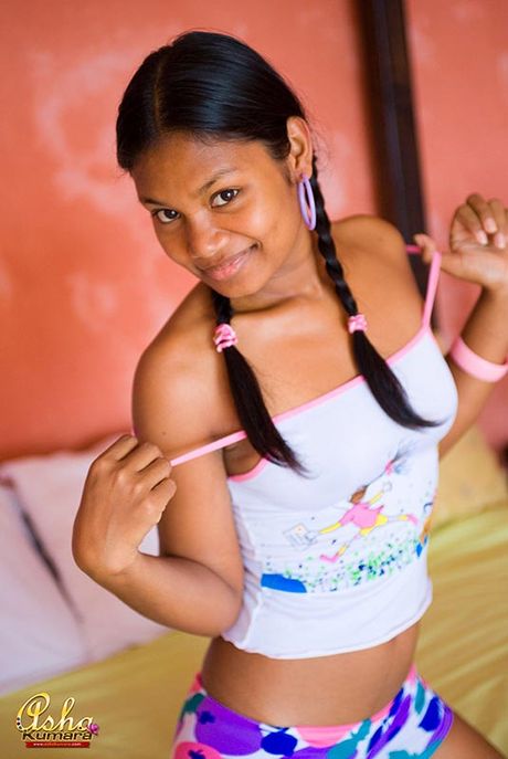 Curry cutie Asha Kumara tickles nipples and submits ass up