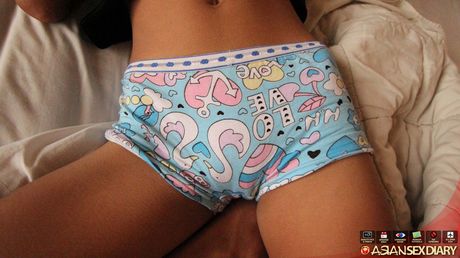 Skinny Asian teen Jenelyn strips and rides a big dick in a hot solo show