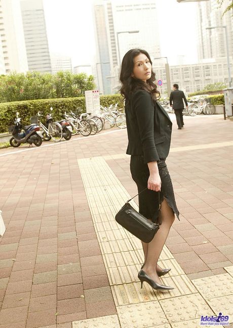 Naughty slut Chinami spreads her legs and fingers her pussy through her panties