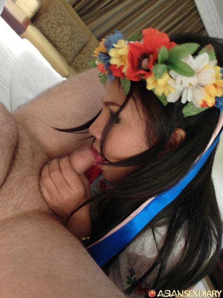 Asian teen with a tiny ass Aziza gets her pussy and ass fucked by a stud