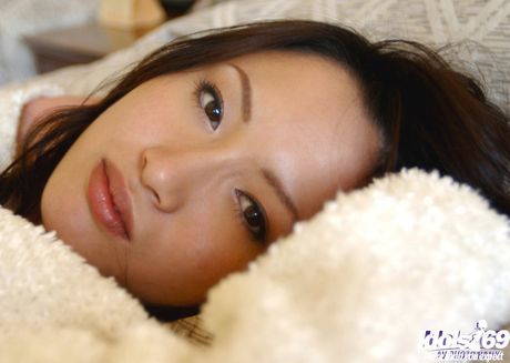 Attractive japanese Mai exposing tiny tits and hot ass in the bathroom